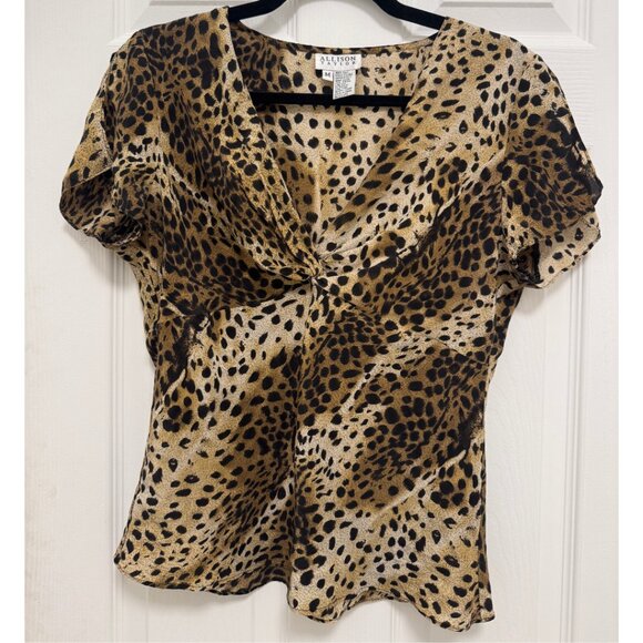 Vintage Allison Taylor 100% Silk Cheetah Blouse - Picture 1 of 4
